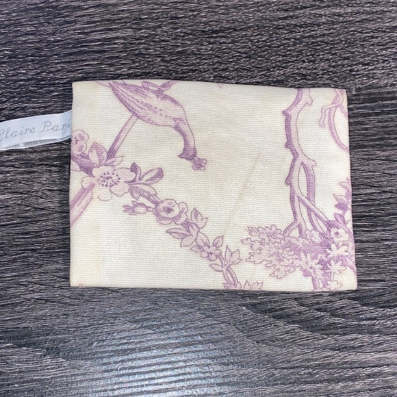 Les Chics de Claire Paris Small Canvas Make Up Cosmetic Bag Wallet Floral - Picture 10 of 10